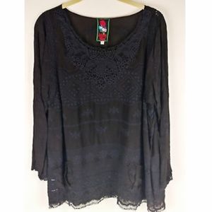 Johnny Was JW Womens Embroidered Front & Back Top